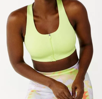 Sharp лайм зеленый молнии спереди без проводов TEK GEAR спортивный бюстгальтер XL или XXL новый с Ярлыками - Изображение 1 из 2
