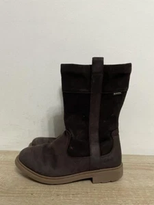 CLARKS GORETEX GIRLS KIDS BROWN FAUX SUEDE ZIP UP MID CALF BOOTS UK 12.5 EUR 31 - Picture 1 of 8