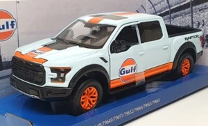 Motor Max 1/24 Scale 79665 - 2017 Ford F-150 Raptor Truck (Gulf) Lt Blue/Orange - Picture 1 of 5