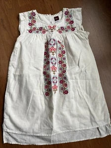 Tea Collection girl summer linen dress white 5 years embroidered sleeveless  - Picture 1 of 7