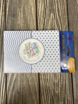 American Greetings 10 tarjetas de regalo de agradecimiento para bebés punto rayas oso púrpura Foto 1 de 2
