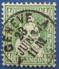 Suisse oblitéré, n°39, 40c vert, Helvetia assise, 1862