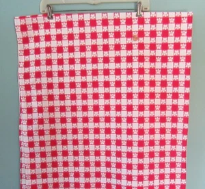 DOG PAW PRINTS RED & WHITE CHECKED COTTON FABRIC 1 1/2 YARDS - Picture 1 of 1