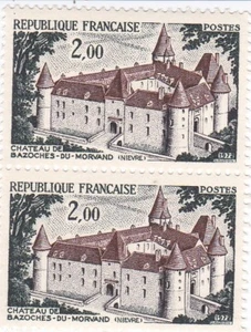 LOT DE 2 TIMBRES. CHATEAU DE BAZOCHES  . 2 FRANCS . 1972. NEUFS - Imagen 1 de 1