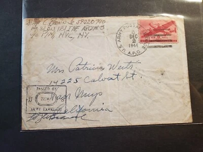 APO 8 ROTGEN, GERMANY, ETO 1944 Censored WWII Army Cover 121st Infantry - Image 1 of 2