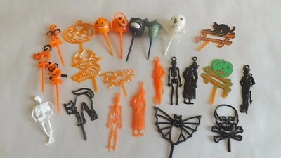 Lote De Colección 23 Piezas Halloween Pastel Cupcake Toppers TODOS Diferentes Bruja Gato Esqueleto  Foto 1 de 4