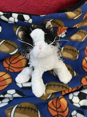 Ganz Black and White Cat Kitten Pet Webkinz HM016 Stuffed Animal Plush No Code  - Image 1 of 3