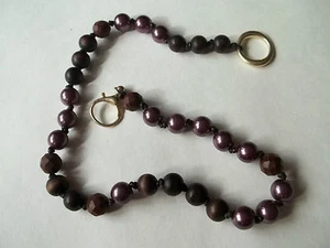 FOSSIL necklace,great pre-own cnd,16"long,faux pearls,wood,plastic,hand knotted, - Picture 1 of 1