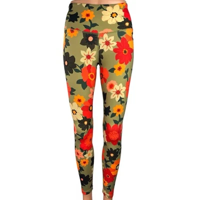 Leggings deportivos Tory Burch verdes multicolores florales yoga tiro bajo talla XS Foto 1 de 4