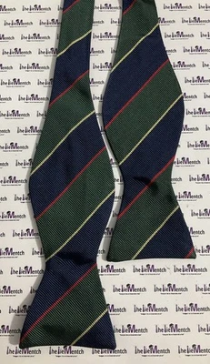 Raro Brooks Brothers Seda Multicolor Diseño Rayas Auto Corbata Pajarita Seda Foto 1 de 2