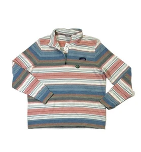 NEW LL Bean mens L Large comfort stripe pique 1/4 zip pullover sweater NWT - Picture 1 of 5