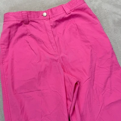Vintage Pendleton Pant Women 12 Hot Pink Wide Leg Slit Hem Cropped Front Trouser - Image 1 of 4
