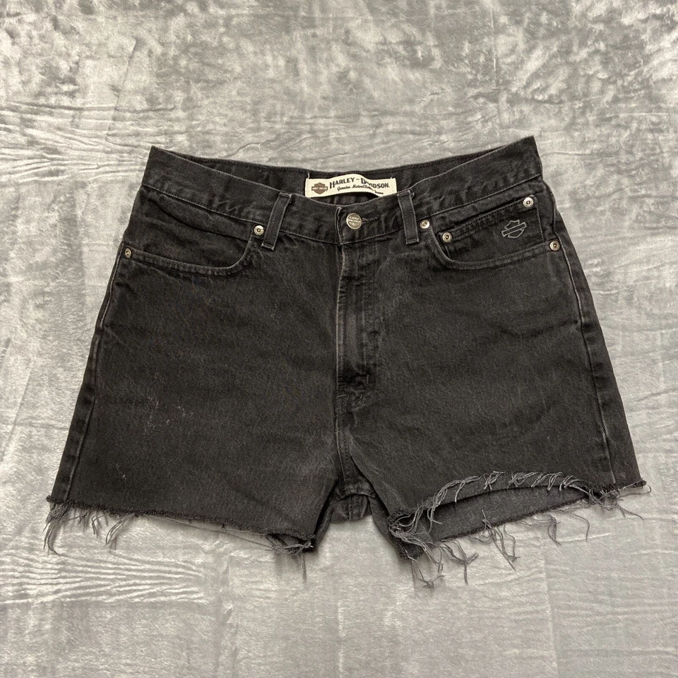 Pantalones cortos de mezclilla Harley Davidson para mujer talla 10 negros Foto 1 de 4