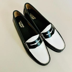 NUEVO G. H. BASS WEEJUNS WHITNEY MOCASINES DE CUERO BLANCO Y NEGRO 6,5M - Imagen 1 de 7