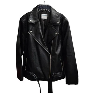 Old Navy Women's Faux Leather Motorcycle Jacket Size XL Asymmetrical Zip - Picture 1 of 2