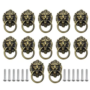 12 Pack Cabinet Knobs Pulls Lion Head Ring Pulls Handle for Drawer Dresser Wa... - Picture 1 of 6