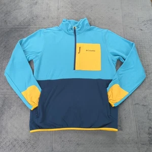 Columbia Pullover Jacket Half Zip Pullover Blue Yellow Outdoor Hiking Men Large - Picture 1 of 12