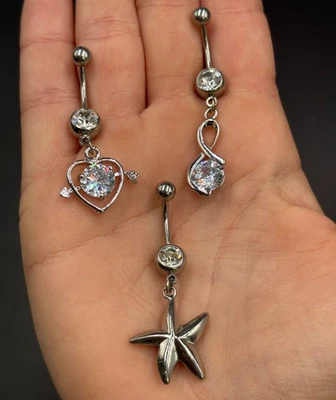 Set da 3 Piercing Banana Acciaio Chirurgico mm. 1,6 x 10 Pallina mm. 5 Zircone - Immagine 1 di 4