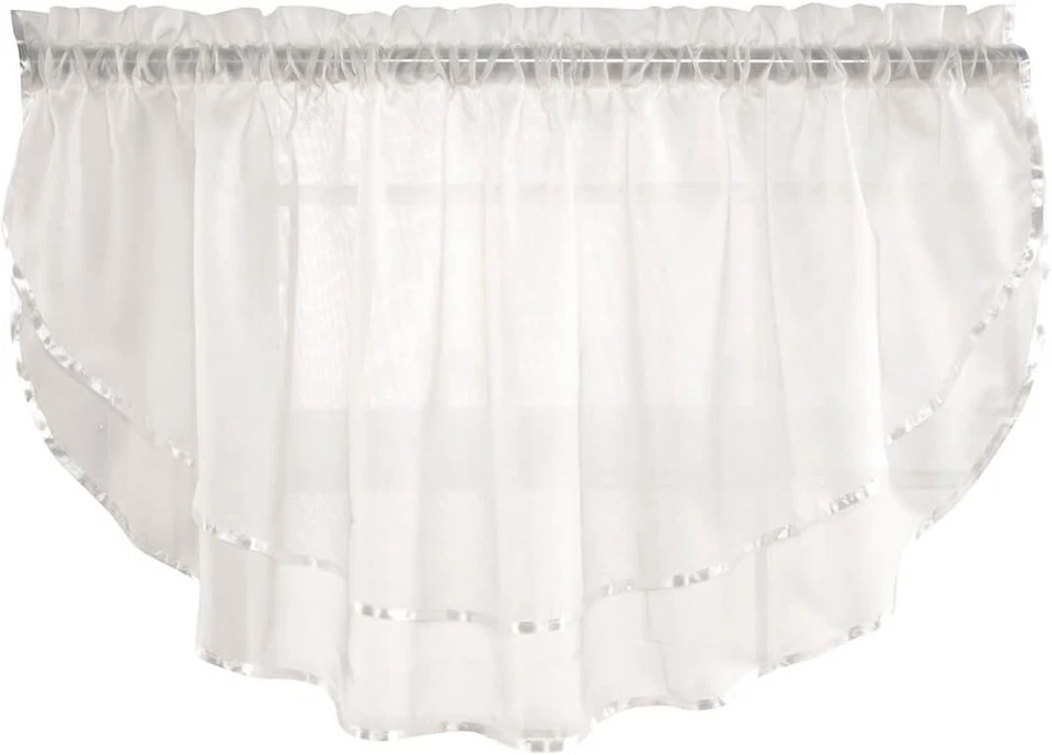 Stylemaster Elegance Sheer Voile, 60 pulgadas x 24 pulgadas | Cenefa Ascot, Beige Foto 1 de 1