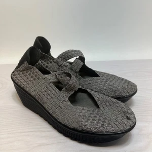 BM BERNIE MEV silbergrau gewebte Webart Slipper Keilabsatz Mary Jane Schuhe Damen 42 - Bild 1 von 12