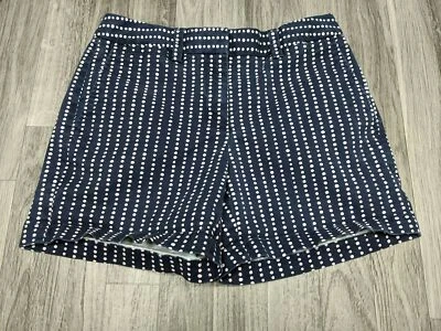 Lands End Womens Size 2 Pockets Not Too Low Rise Pink Navy Blue Polka Dot Shorts - Image 1 of 4
