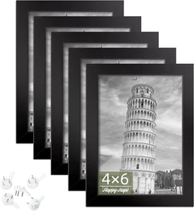4X6 Picture Frame Set of 5 Photo Frames for 4X6 Pictures Wall Gallery Black 4X6 - Picture 1 of 12