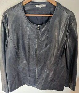 Moderne Damen Jacke v. Steilmann dunkelblau Lederjacken Look Gr. 48 *neuwertig - Bild 1 von 3