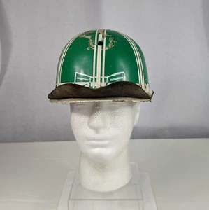 Casco da fantino verde bianco vintage equitazione corsa equitazione costume prop - Foto 1 di 14