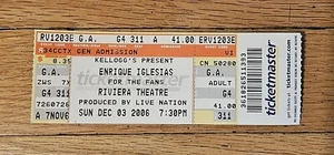 Enrique Iglesias Concert Ticket Stub Riviera Theatre Chicago Dec 3 2006 Full Tix - Picture 1 of 2