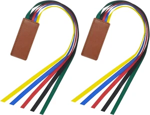 2Pack Ribbon Bookmarks for Bible 5-Page Ribbon Markers Artificial Leather Multi - Picture 1 of 6
