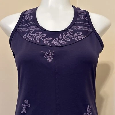 Vestido sin mangas Jerdog Floral Tenis Golf Pickleball XS Púrpura Espalda Corredora Hecho en EE. UU. Foto 1 de 4