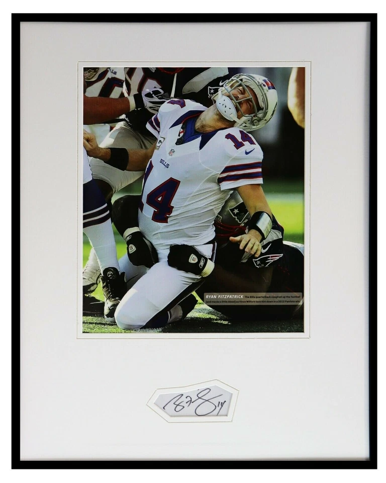 Foto firmada por Ryan Fitzpatrick enmarcada 16x20 exhibición Bills Jets Harvard Foto 1 de 2