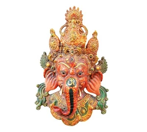 Lord Ganesh Maske Kopf Gesicht Statue Skulptur Vintage Wohndeko Erntedankgeschenk - Bild 1 von 10