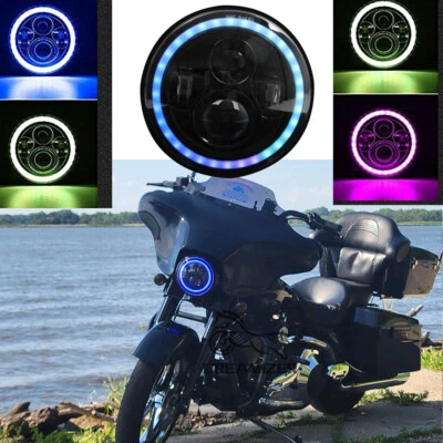 Proyector de haz alto/bajo faros LED RGB 7" RGB para Harley Davidson Street Glide Foto 1 de 4