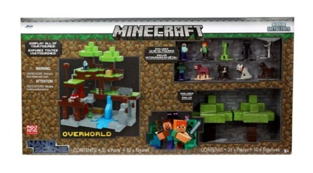 Minecraft Nanofigs Nano Scene Overworld 10 Metal Figures Mojang Jada Display - Image 1 of 1
