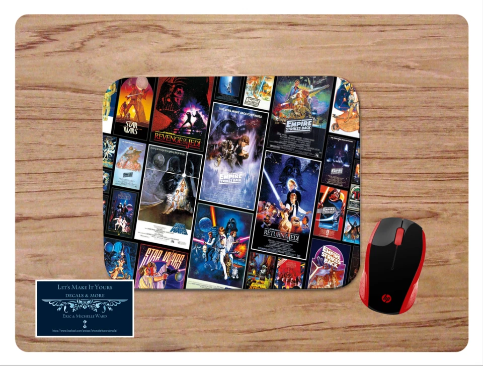 STAR WARS MOVIE POSTER COLLAGE CUSTOM MOUSE PAD DESK MAT VIRTUAL HOME SCHOOL - Image 1 of 1