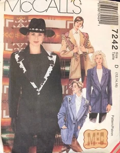 McCall’s 7242 UNGESCHNITTENE oberschenkellange Jacke mit weitem Revers Gr. 12-14 - Bild 1 von 2