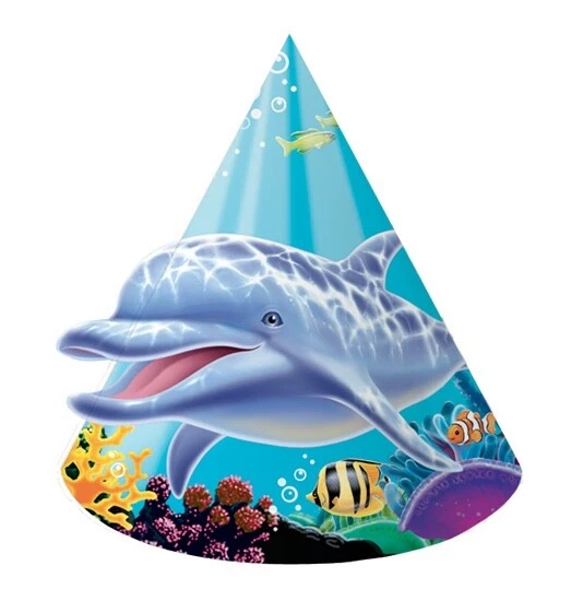Ocean Party Cone Hats x 8- Children's Party - Image 1 of 1