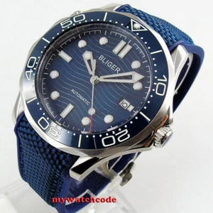 41mm Bliger marineblaues Zifferblatt leuchtend Saphirglas Datum Automatik Herrenuhr 226 - Bild 1 von 6