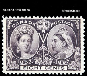 CANADA 1897 SC 56 JUBILEE ISSUE 8¢ DARK VIOLET MNH OG VERY FINE - Picture 1 of 2