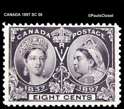 CANADA 1897 SC 56 JUBILEE ISSUE 8¢ DARK VIOLET MNH OG VERY FINE - Image 1 of 2