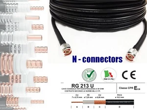 CAVO COASSIALE RG213U A NORME MIL CABLATO CONNETTORI N OTTIMO SU VHF UHF - Zdjęcie 1 z 8