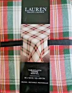 New! Ralph Lauren Christmas Holiday Tablecloth - 60"x 120” - Plaid -Red & Green - Picture 1 of 4