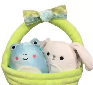 Squishmallows Neu mit Etikett 5"" Ferdie der Frosch & Valentina der Hase Osterkorb-Set - Bild 1 von 7