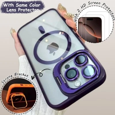 For iPhone 16 15 14 13 12 11 Pro Max Shockproof Mag Case + Lens Screen Protector - Image 1 of 4