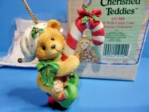Cherished Teddies ELF mit Zuckerstangenornament 651389 Vintage Enesco 1995 in Box - Bild 1 von 6