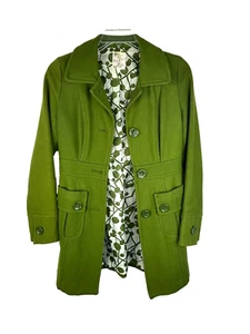 Anthropologie Tulle Women's Green Wool Blend Jacket Pea Coat Size Small - Picture 1 of 15