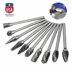 10Pcs Tungsten Carbide Burrs Rotary Burr Set Head 1/8'' Shank Die Grinder Bit US - Picture 1 of 12