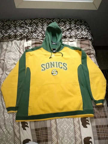 Seattle Supersonics Yellow Hoodie Jacket 2XL Adidas Vintage Sonics Basketball Cover