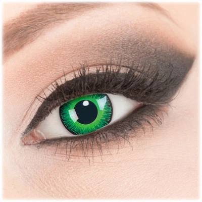 Crazy Fun Kontaktlinsen Grün mit Stärke Sehstärke Shining für Halloween Fasching